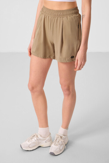 Bej Gizli Cep Fermuarlı Rahat Form Kadın Şort - 91014 - TOMMYLIFE (1)