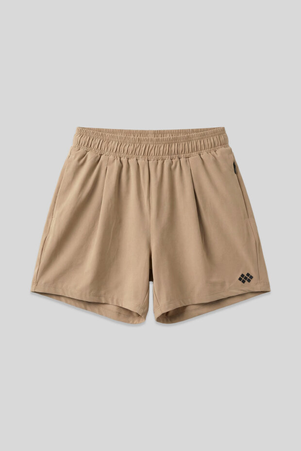 Bej Gizli Cep Fermuarlı Rahat Form Kadın Şort - 91014 - 1