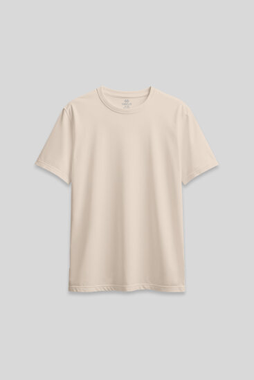 Bej O Yaka Standart Fit Basic Kadın T-Shirt - 97311 