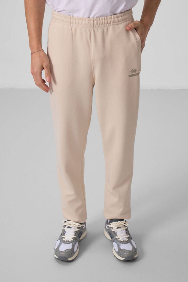 Bej Yüzeyi Dokulu Rahat Form Erkek Eşofman Takım - 85273 - 3