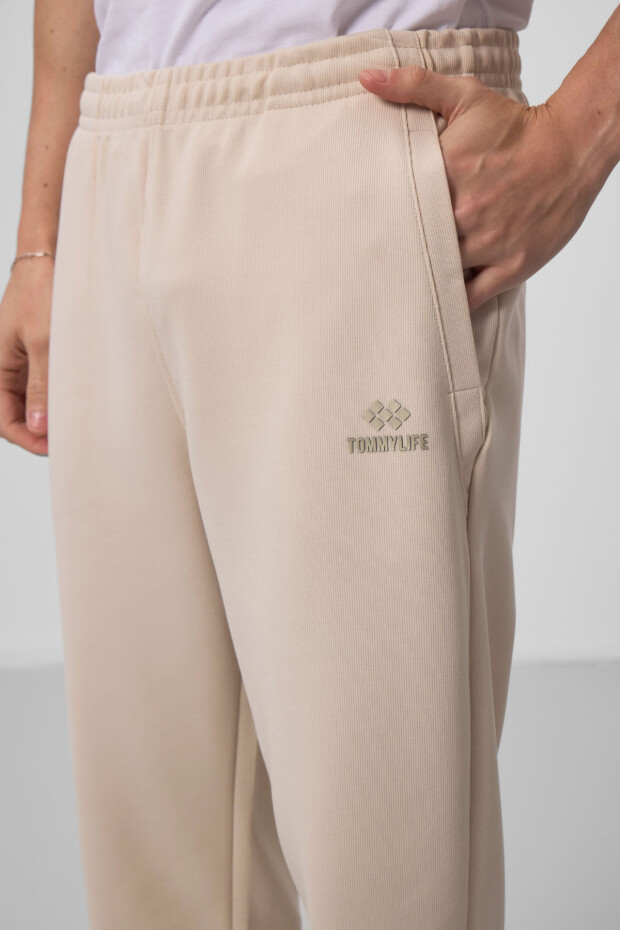 Bej Yüzeyi Dokulu Rahat Form Erkek Eşofman Takım - 85273 - 5