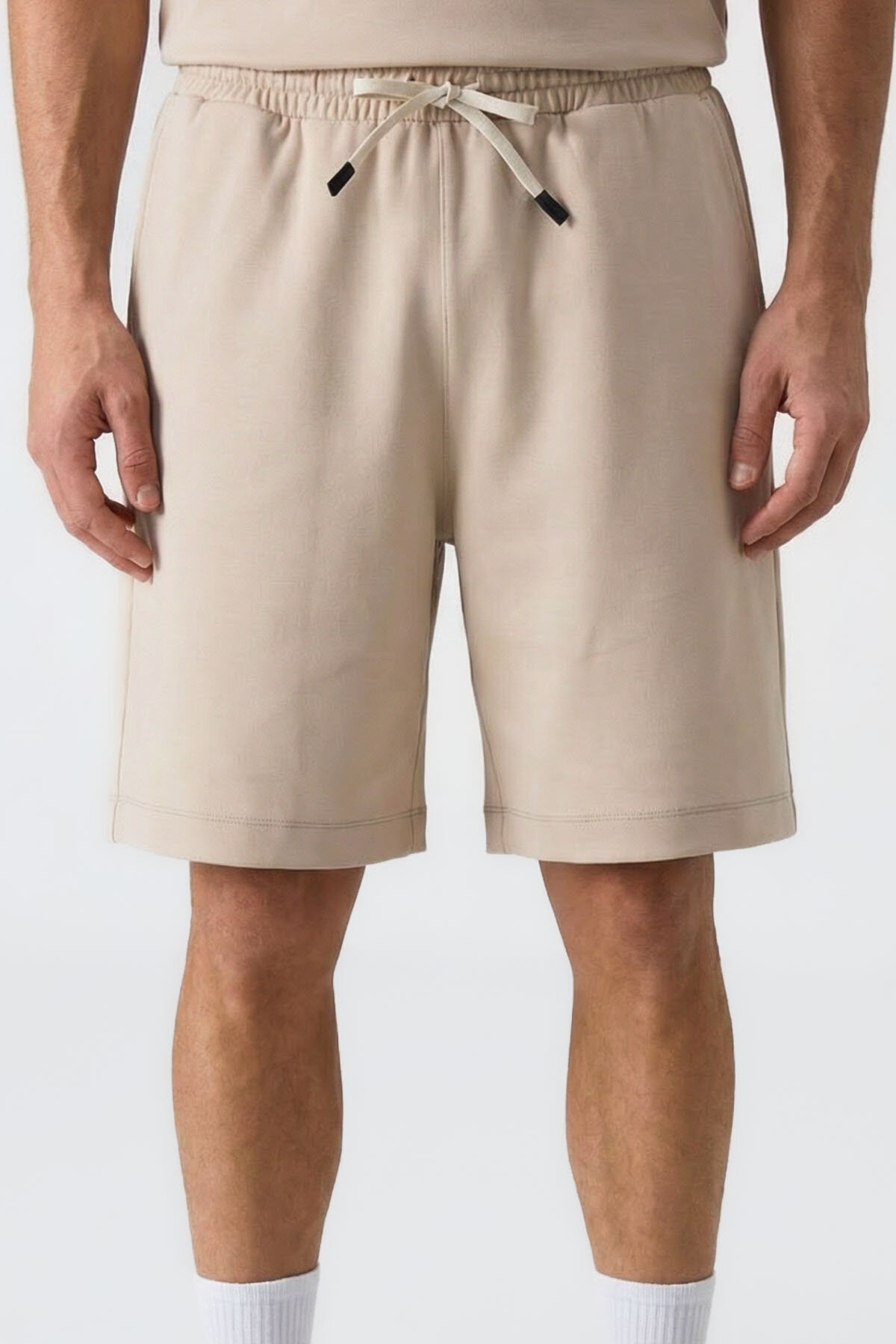 Bej Oversize Fit Basic Erkek Şort Takım - 85292 - TOMMYLIFE (1)