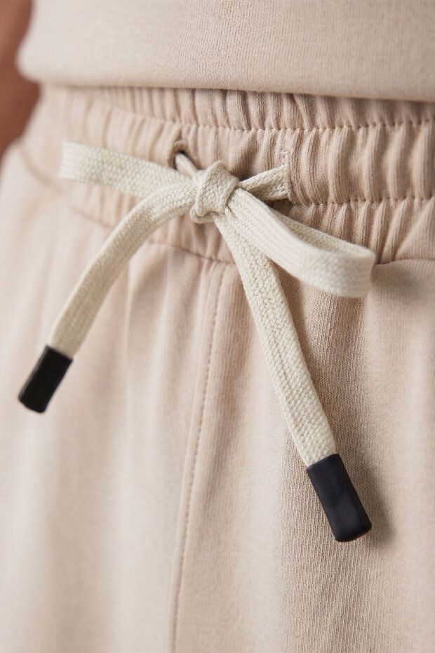 Bej Oversize Fit Basic Erkek Şort Takım - 85292 - 5