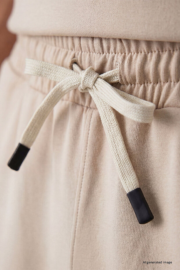 Bej Oversize Fit Basic Erkek Şort Takım - 85292 - 4