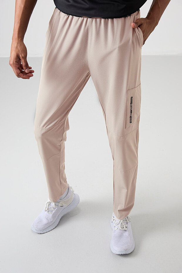 Bej İnce Yumuşak Comfort Fit Erkek Eşofman Alt - 82120 - 1