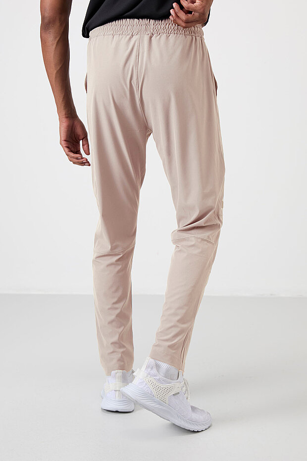 Bej İnce Yumuşak Comfort Fit Erkek Eşofman Alt - 82120 - 6