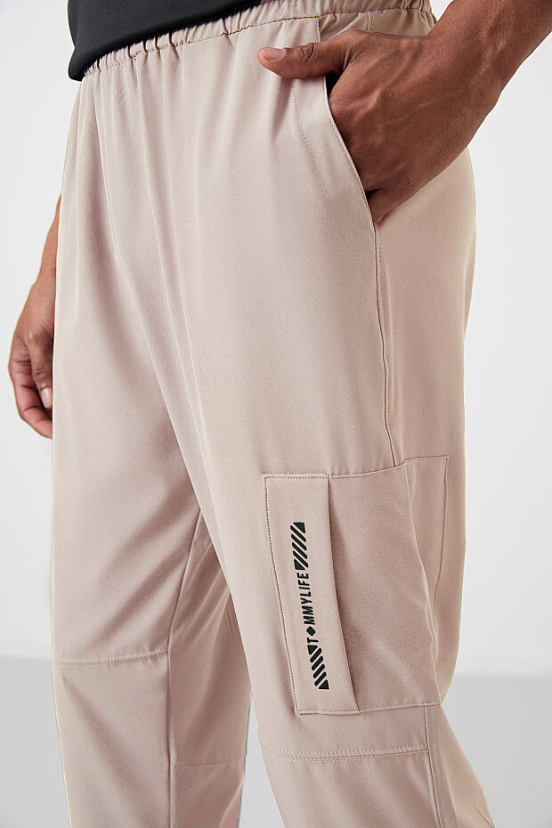 Bej İnce Yumuşak Comfort Fit Erkek Eşofman Alt - 82120 - 5