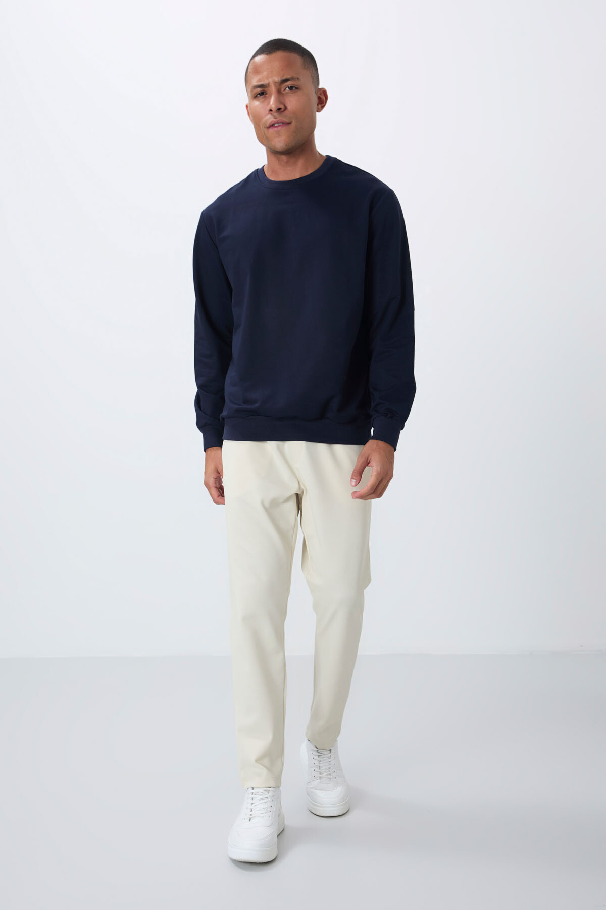 Bej Yüzeyi Dokulu Standart Fit Erkek Eşofman Alt - 82155 - Air Jones