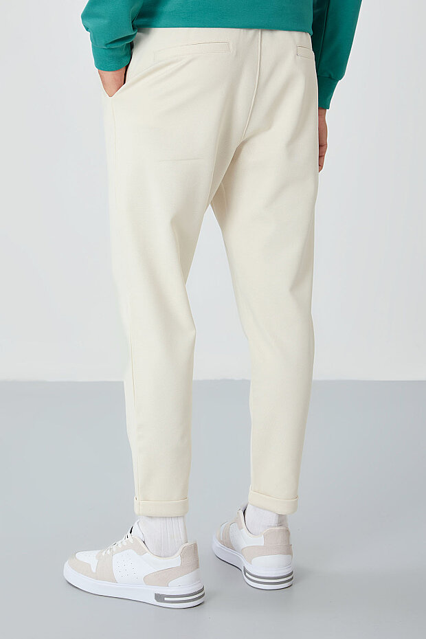 Bej Yüzeyi Dokulu Standart Fit Erkek Eşofman Alt - 82154 - 2