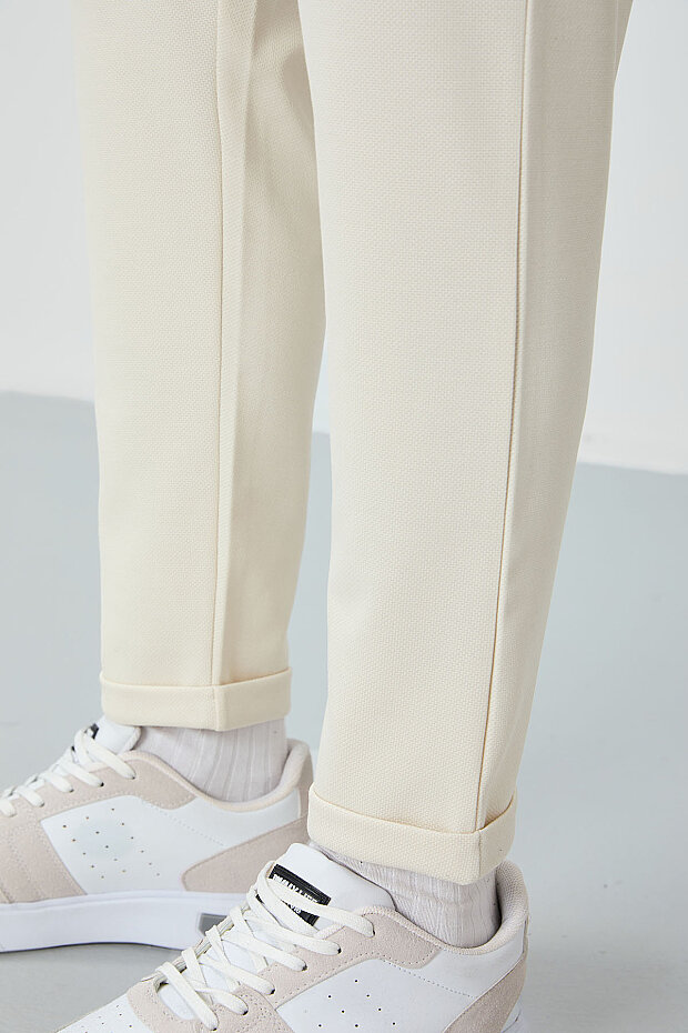 Bej Yüzeyi Dokulu Standart Fit Erkek Eşofman Alt - 82154 - 5