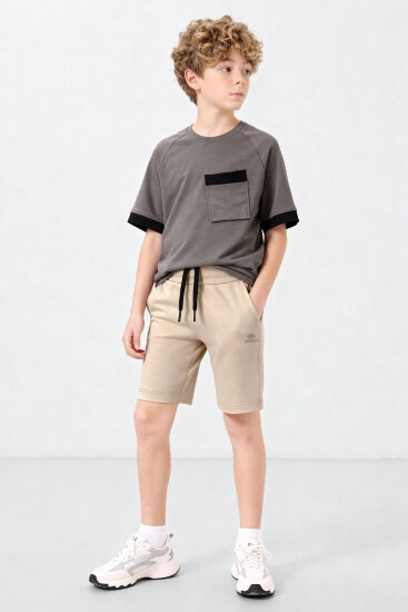 Bej Standart Fit Basic Performans Erkek Çocuk Şort - 11303 - TOMMYLIFE (1)
