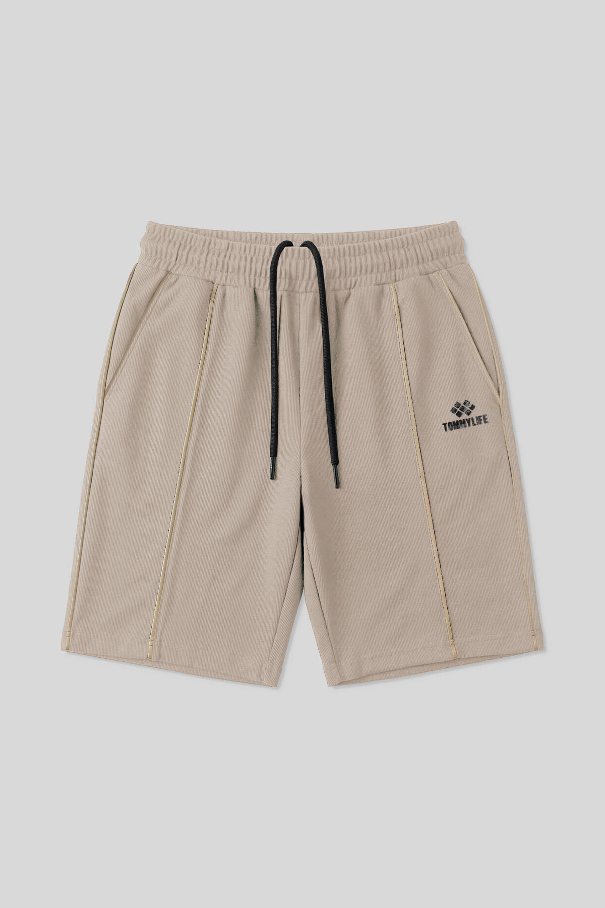 Bej Oversize Fit Basic Ön Dikiş Detaylı Erkek Şort - 81283 - TOMMYLIFE