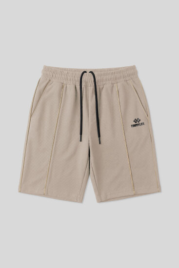 Bej Oversize Fit Basic Ön Dikiş Detaylı Erkek Şort - 81283 