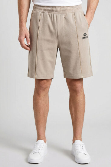 Bej Oversize Fit Basic Ön Dikiş Detaylı Erkek Şort - 81283 