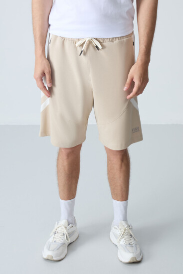 Bej Pamuklu Kalın Yumuşak Dokulu Standart Fit Basic Erkek Şort - 81281 - Air Jones