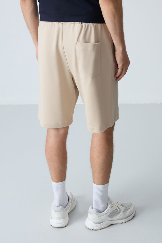 Bej Pamuklu Kalın Yumuşak Dokulu Standart Fit Basic Erkek Şort - 81275 - 7