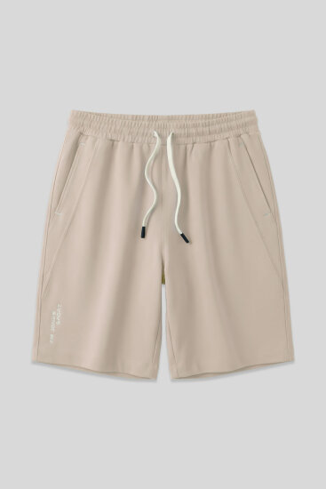 Bej Pamuklu Kalın Yumuşak Dokulu Standart Fit Basic Erkek Şort - 81278 