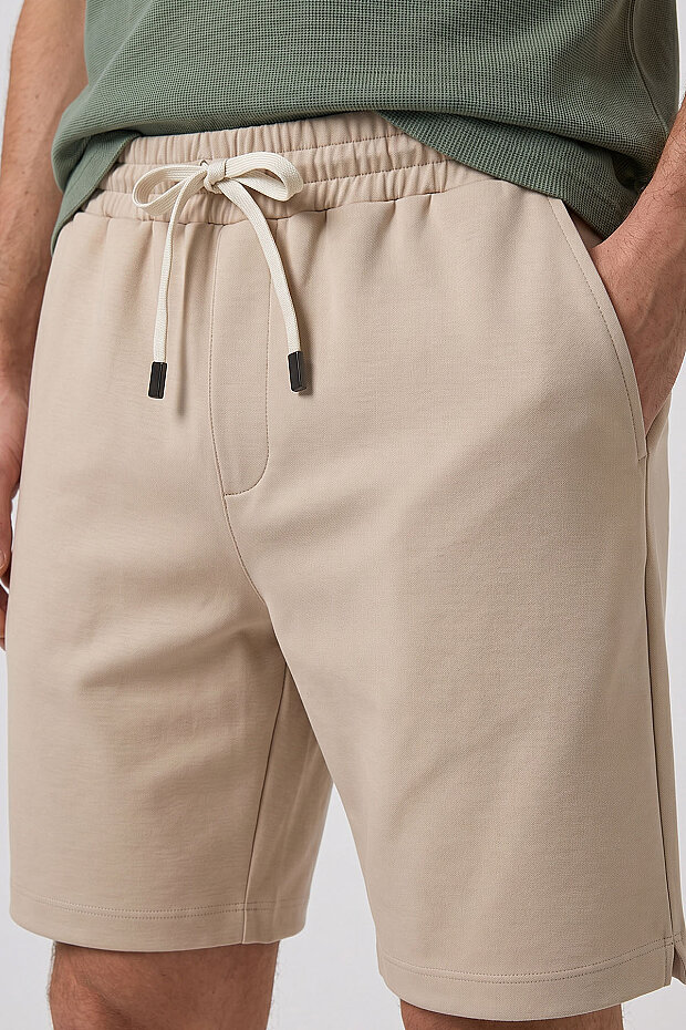 Bej Standart Fit Basic Arka Cepli Erkek Şort - 81314 - 3