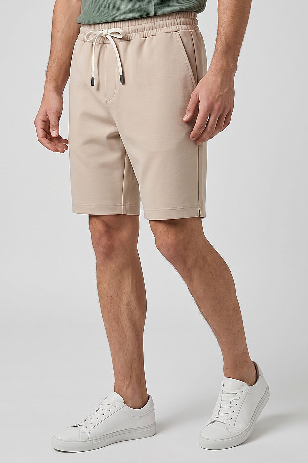 Bej Standart Fit Basic Arka Cepli Erkek Şort - 81314 - 5