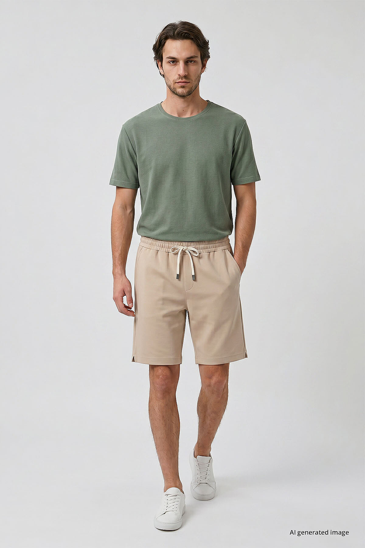Bej Standart Fit Basic Arka Cepli Erkek Şort - 81314 - TOMMYLIFE (1)