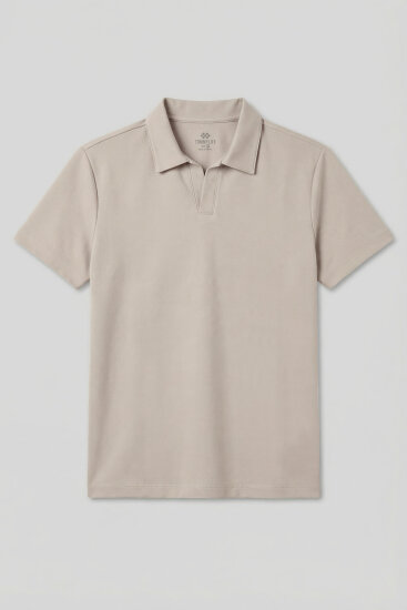 Bej Rahat Form Yumuşak Dokulu Polo Yaka Erkek T-Shirt - 88496 