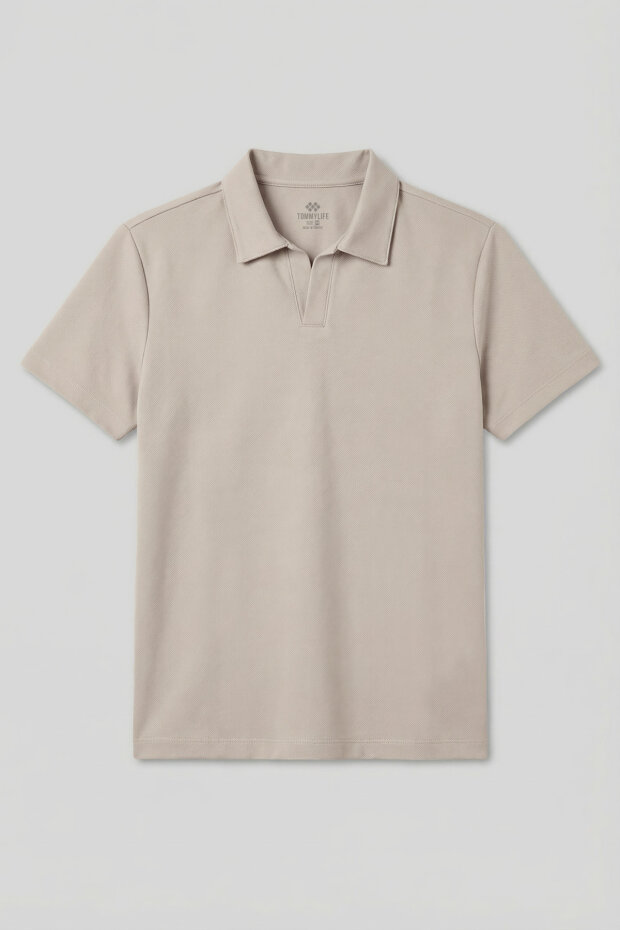 Bej Rahat Form Yumuşak Dokulu Polo Yaka Erkek T-Shirt - 88496 - 1