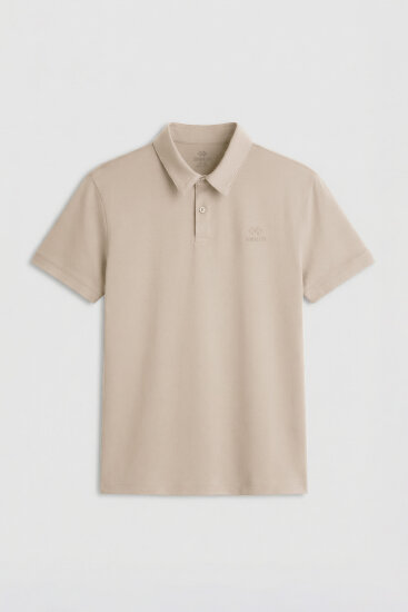 Bej Standart Kalıp Basic Polo Yaka Erkek T-Shirt - 87748 