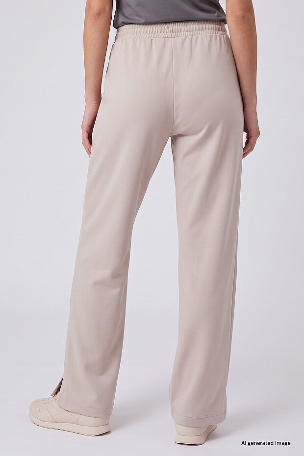 Bej Geniş Paça Pileli Kadın Pantolon - 94688 - 6