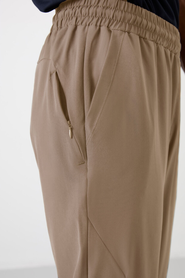 Bej İnce Yumuşak Comfort Fit Erkek Eşofman Alt - 82119 - 3