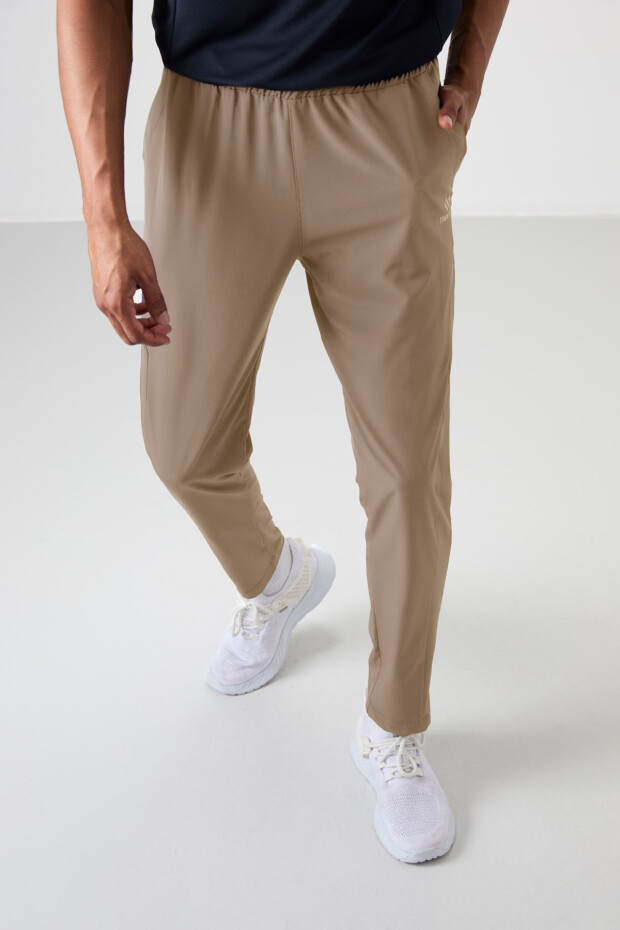 Bej İnce Yumuşak Comfort Fit Erkek Eşofman Alt - 82119 - 2