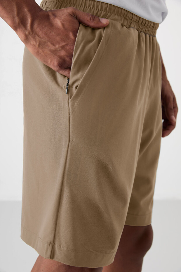 Bej Kalın Yumuşak Comfort Fit Erkek Şort - 81268 - 5