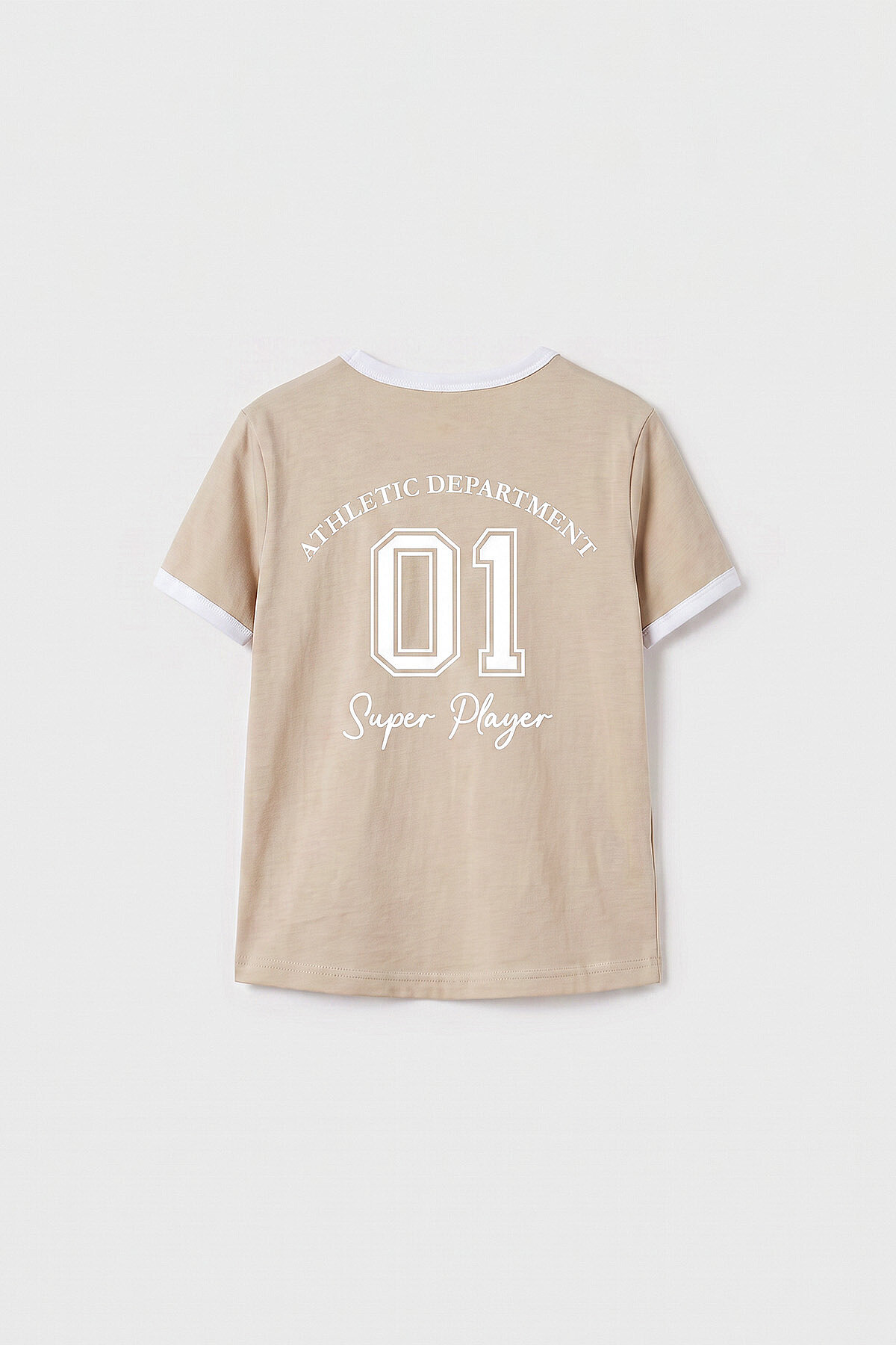 Bej Omuz Biye Detaylı Baskılı Kız Çocuk T-Shirt - 75181 - TOMMYLIFE (1)