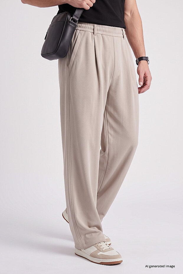 Bej Rahat Form Erkek Palazzo Pantolon - 82199 - 4
