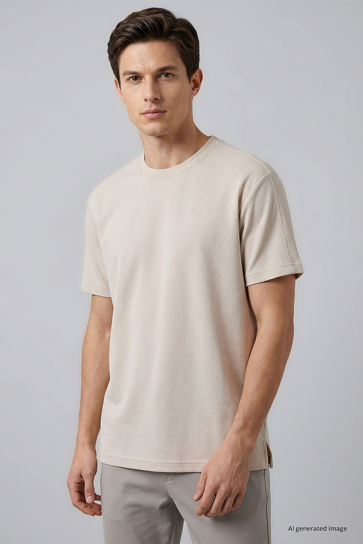 Bej Rahat Form Esnek Nefes Alabilir Erkek T-Shirt - 88495 - TOMMYLIFE