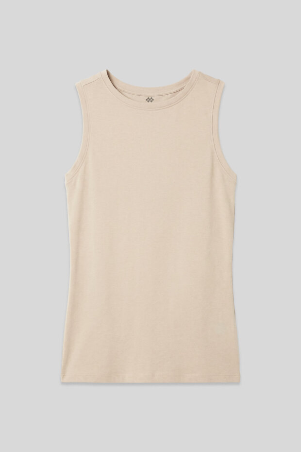 Bej Slim Fit Basic O Yaka Sıfır Kol Kadın Atlet - 97313 - 2