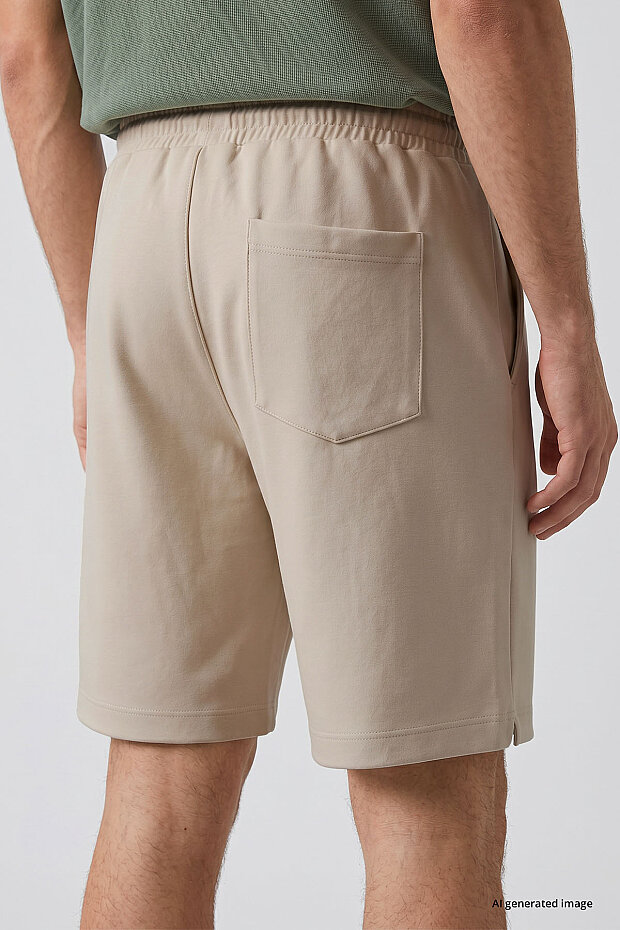 Bej Standart Fit Basic Arka Cepli Erkek Şort - 81314 - 6