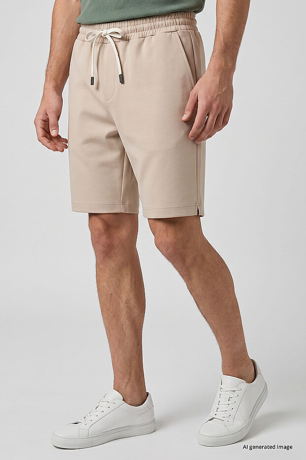 Bej Standart Fit Basic Arka Cepli Erkek Şort - 81314 - 5
