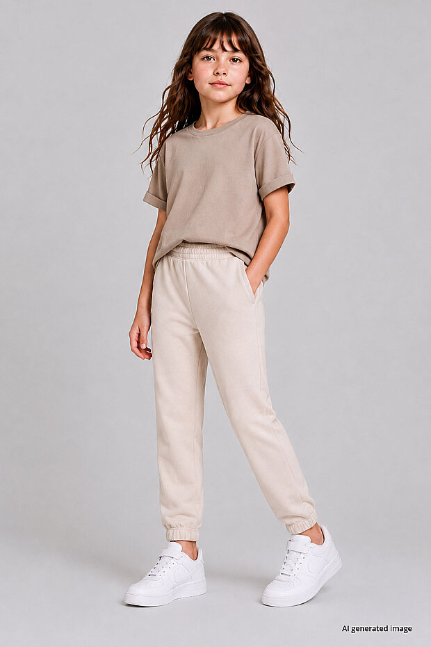 Bej Standart Fit Basic Kız Çocuk Eşofman Alt - 75194 - 3