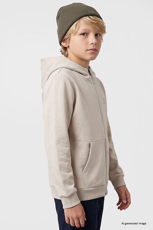 Bej Standart Kalıp Basic Erkek Çocuk Sweatshirt - 11336 - 5