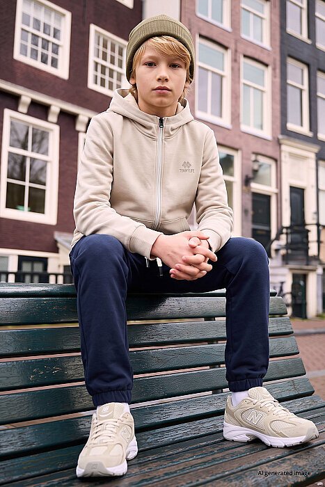 Bej Standart Kalıp Basic Erkek Çocuk Sweatshirt - 11336 