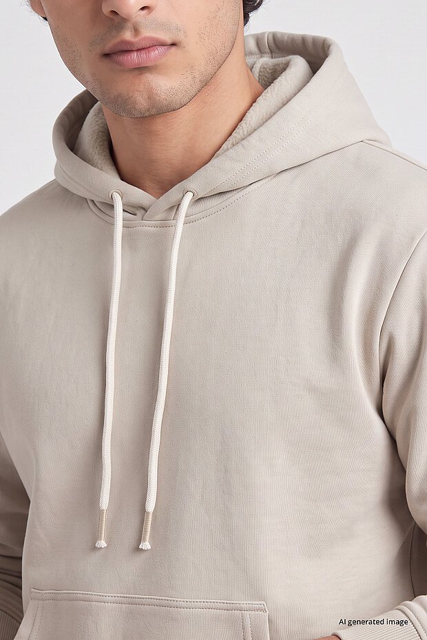 Bej Standart Kalıp Basic Erkek Sweatshirt - 88513 - 3