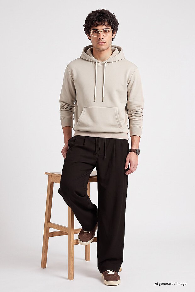 Bej Standart Kalıp Basic Erkek Sweatshirt - 88513 - 1