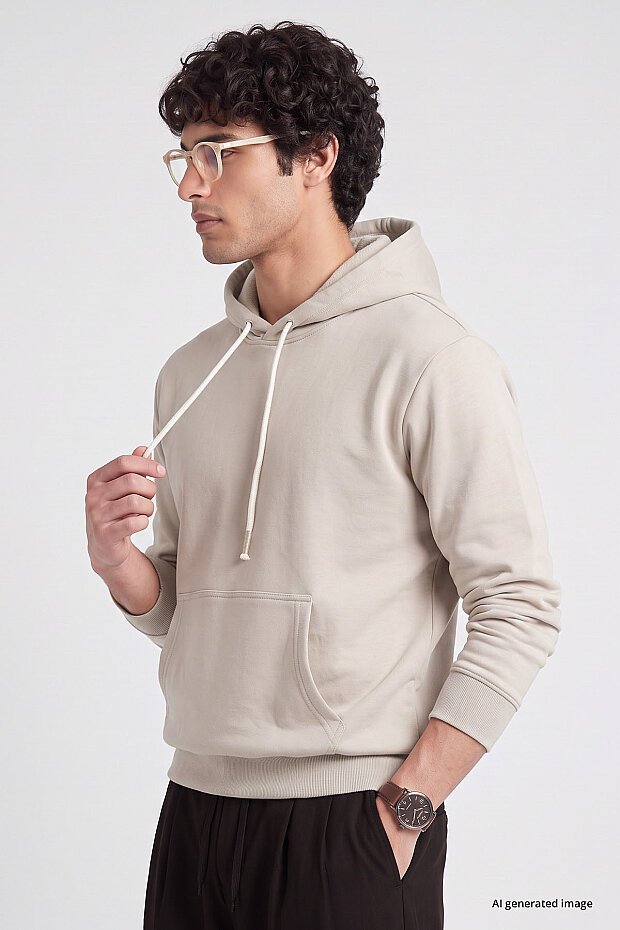 Bej Standart Kalıp Basic Erkek Sweatshirt - 88513 - 4