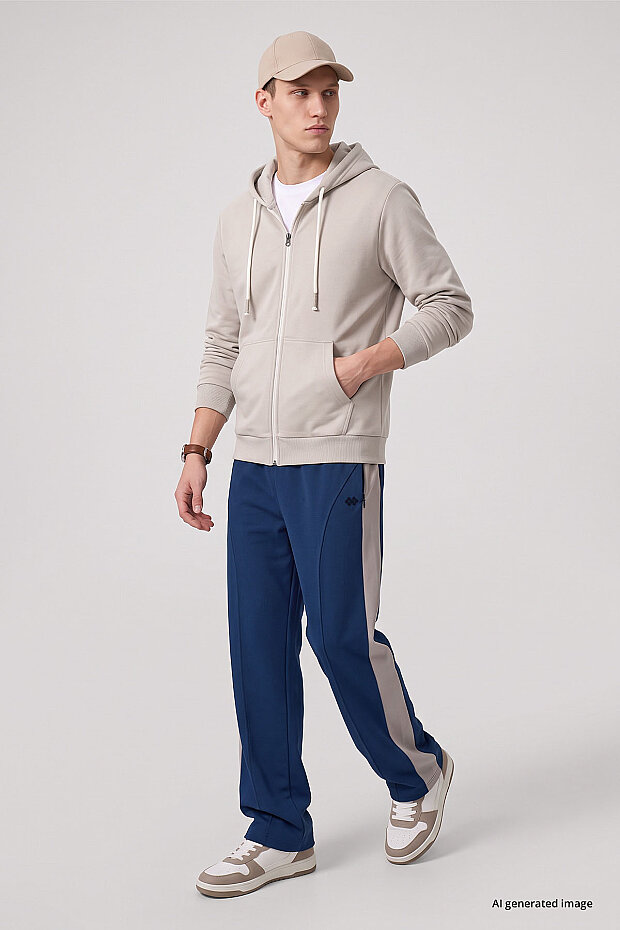 Bej Standart Kalıp Basic Fermuarlı Erkek Sweatshirt - 88514 - 3