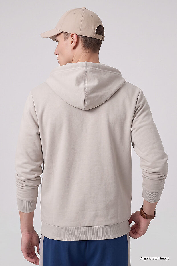 Bej Standart Kalıp Basic Fermuarlı Erkek Sweatshirt - 88514 - 6