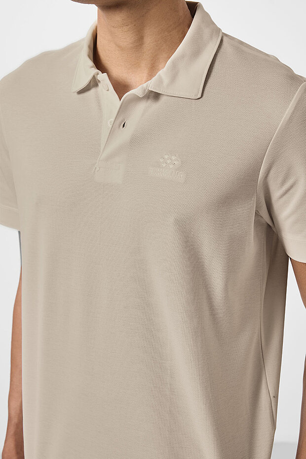 Bej Standart Kalıp Basic Polo Yaka Erkek T-Shirt - 87748 - 4