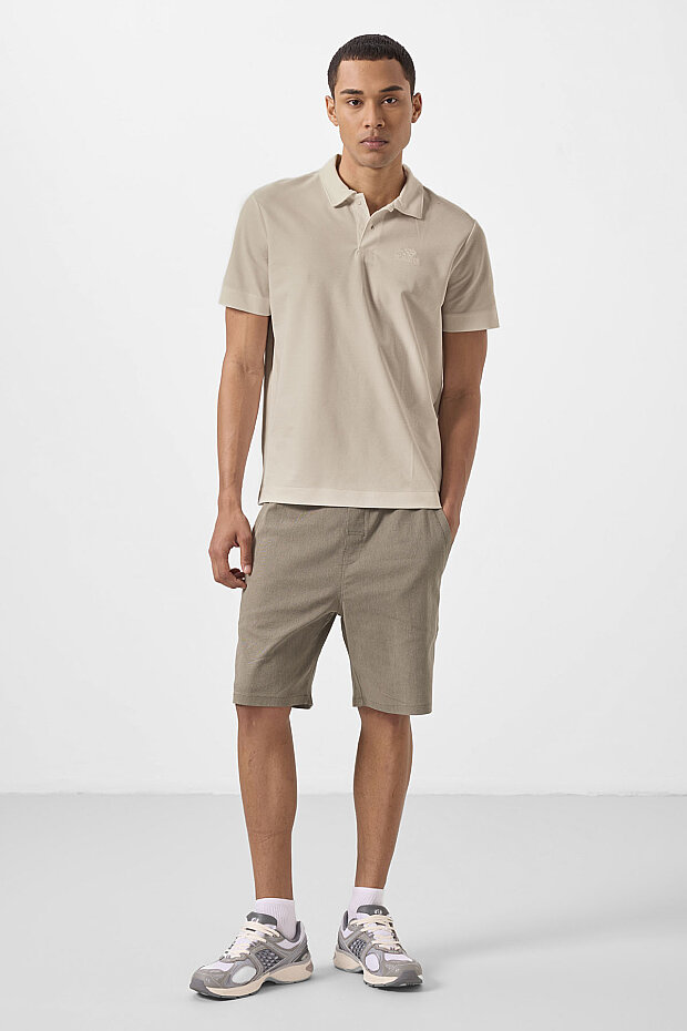 Bej Standart Kalıp Basic Polo Yaka Erkek T-Shirt - 87748 - 3