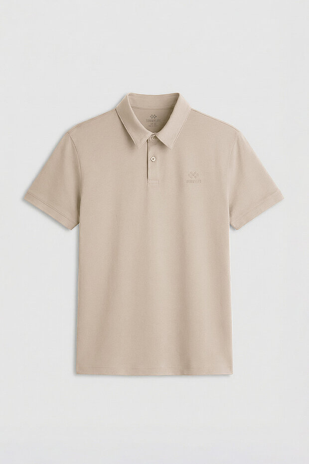 Bej Standart Kalıp Basic Polo Yaka Erkek T-Shirt - 87748 - 2