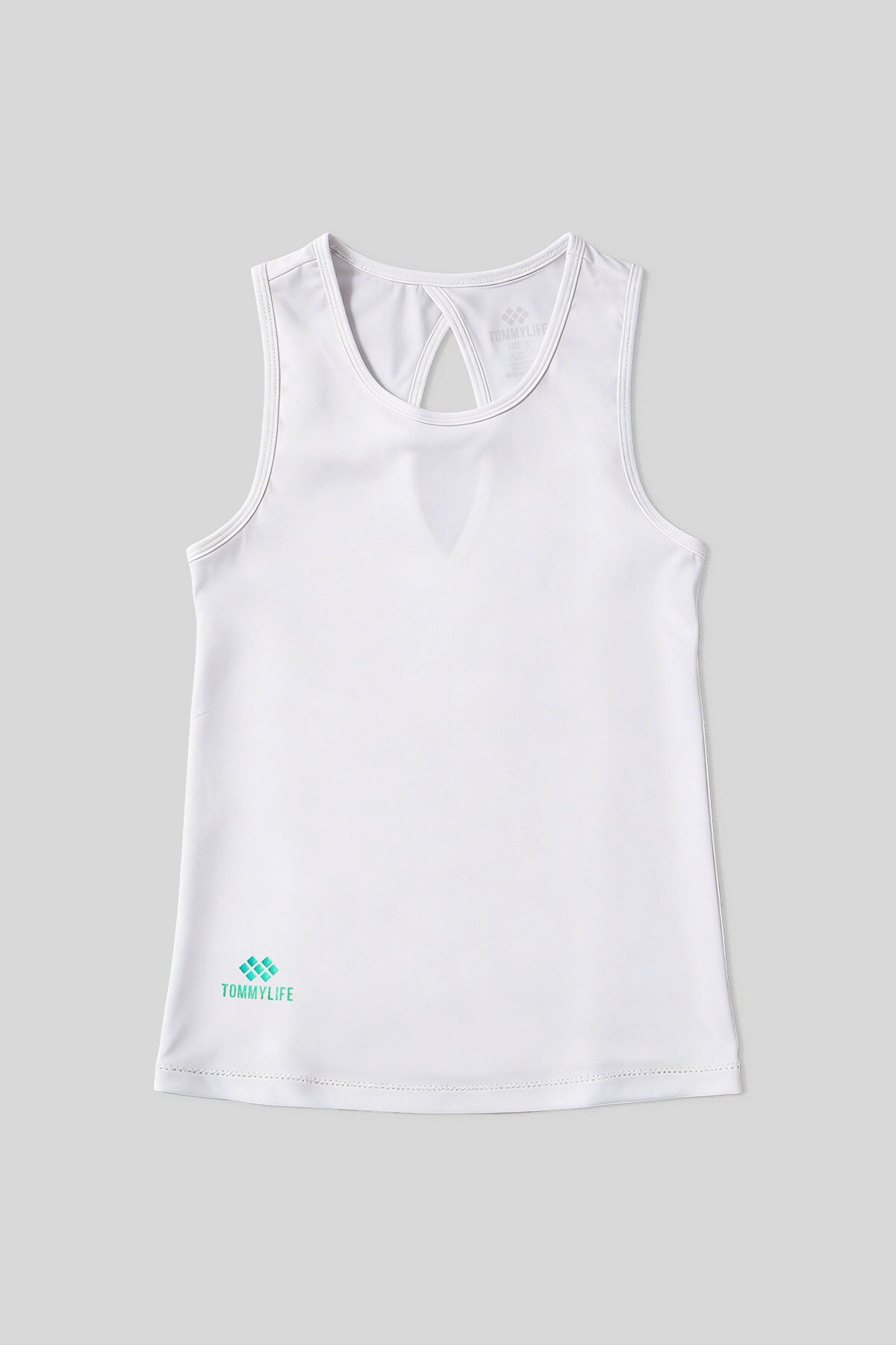 Beyaz Standart Fit Çapraz Sırt Detaylı Kadın Spor Atlet - 97296 - TOMMYLIFE (1)