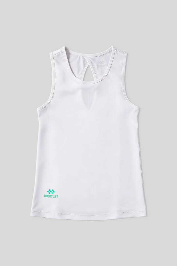 Beyaz Standart Fit Çapraz Sırt Detaylı Kadın Spor Atlet - 97296 - 2